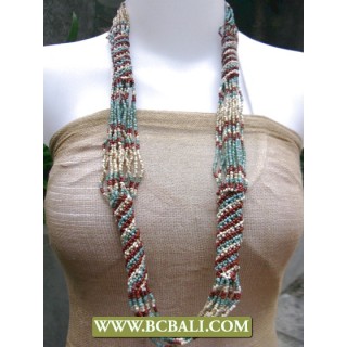 Multi Color Beaded Long Braided Necklace Fashion